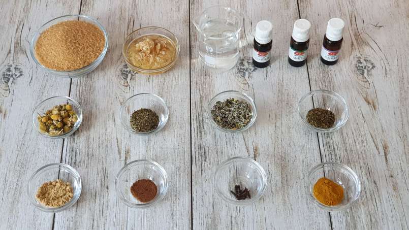 Keelpijn- en hoestdruppels met gember, essentiële oliën en andere natuurlijke ingrediënten, foto 2