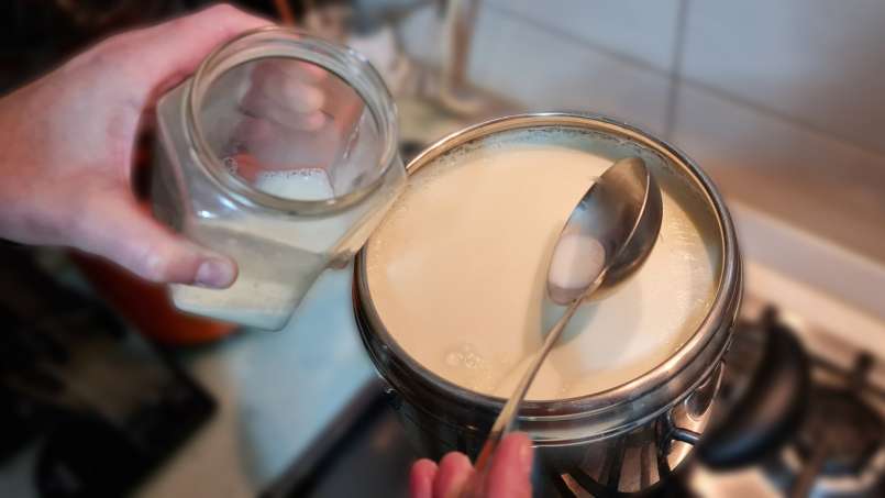 Zelfgemaakte yoghurt van gefermenteerde melk en zure room, foto 3