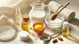 Complex anti-donkere kringen middel met melk, honing, eiwit, amandelolie en glycerine